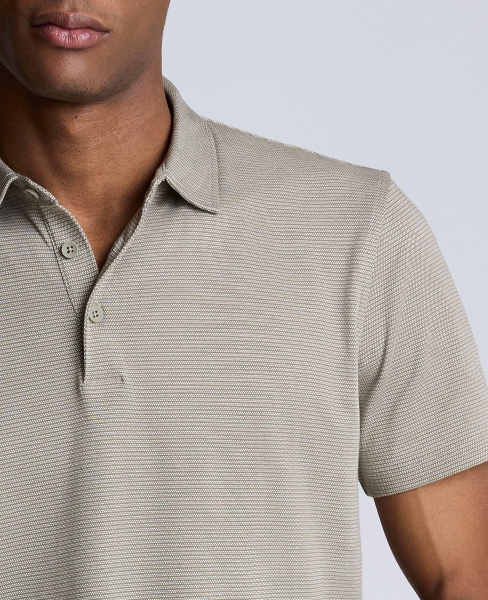 Kenneth Cole Reaction Clothing Knit Two-Toned Button Polo polo verde salvia