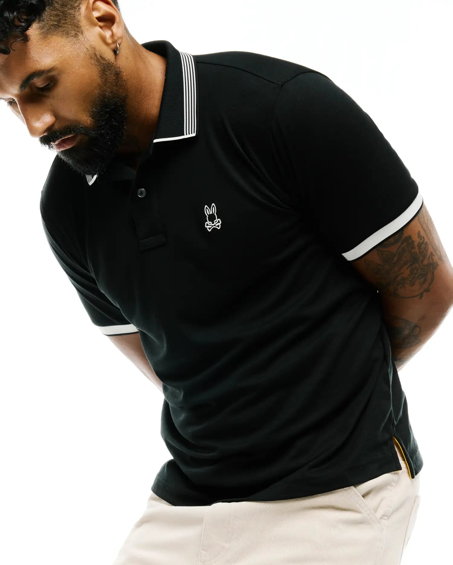 Psycho Bunny Men's Polos Timmy polo performance nera in interlock