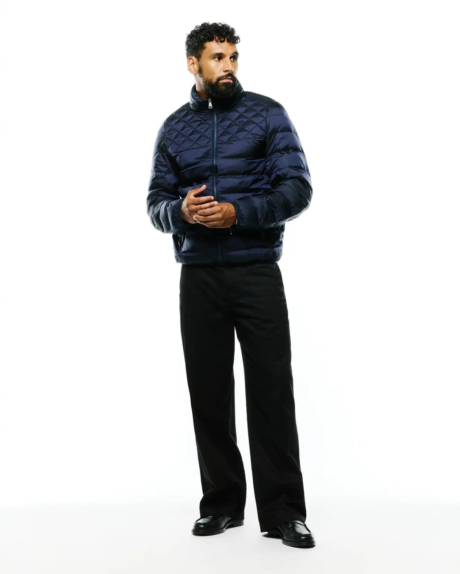 Psycho Bunny Jackets Emerik Hooded Puffer Jacket giacca blu in nylon