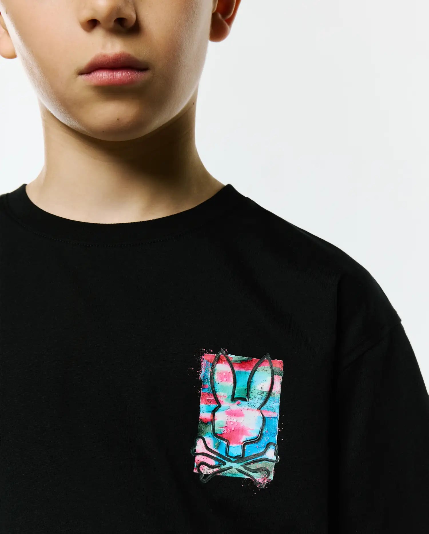 Psycho Bunny Kids Tees Isaac Oversized Tee maglietta nera oversize