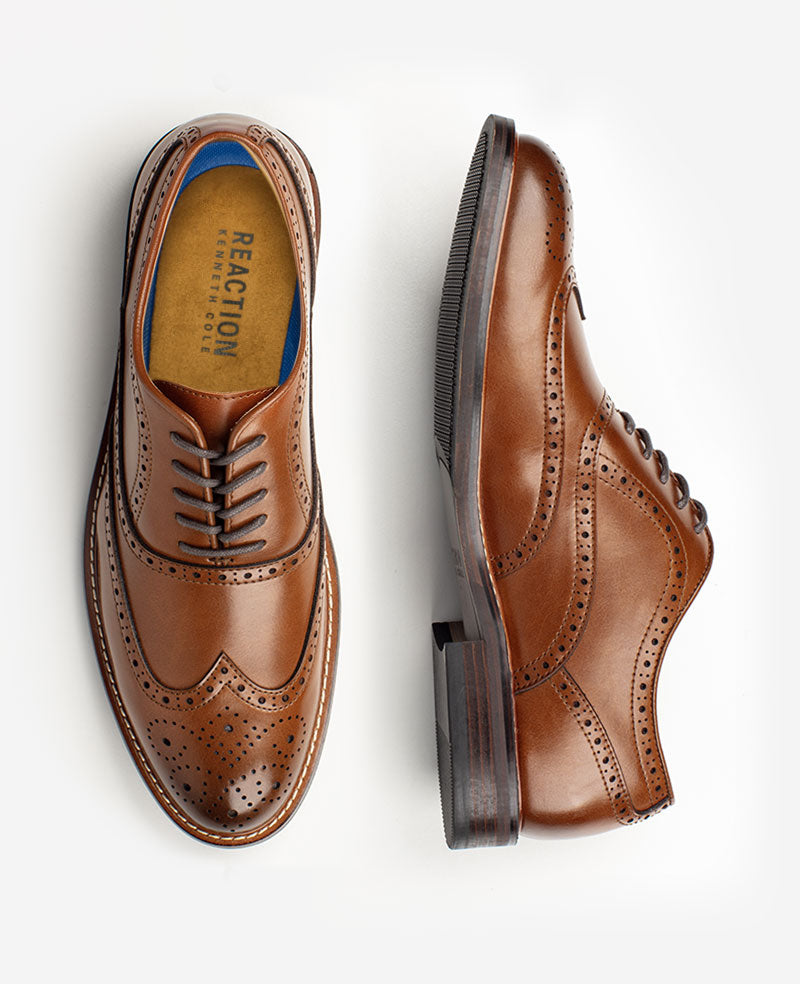 Kenneth Cole Reaction Shoes REACTION - Lance Wingtip Brogue Oxford scarpe brogue uomo cognac