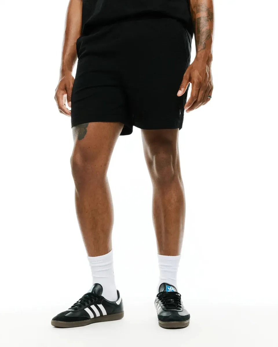 Psycho Bunny Men's Shorts Arlen Seersucker short nero con coulisse