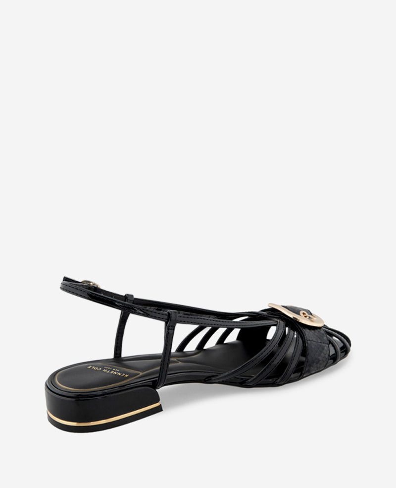 Kenneth Cole Reaction Shoes Farrah Patent Caged In Buckle Sandal sandalo nero