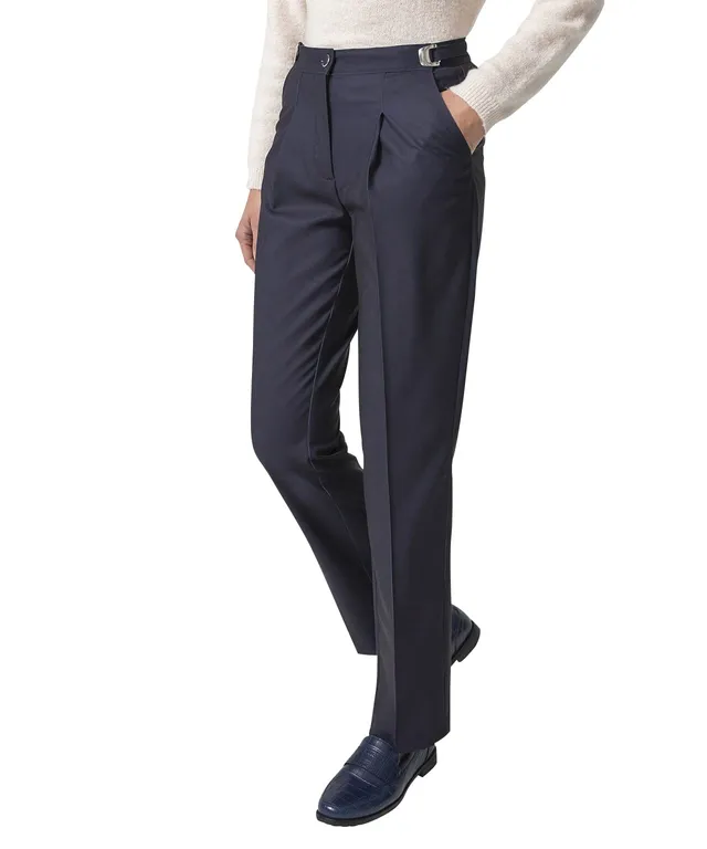 Damart Prêt-à-porter pantaloni donna blu navy 40 taglio ampio