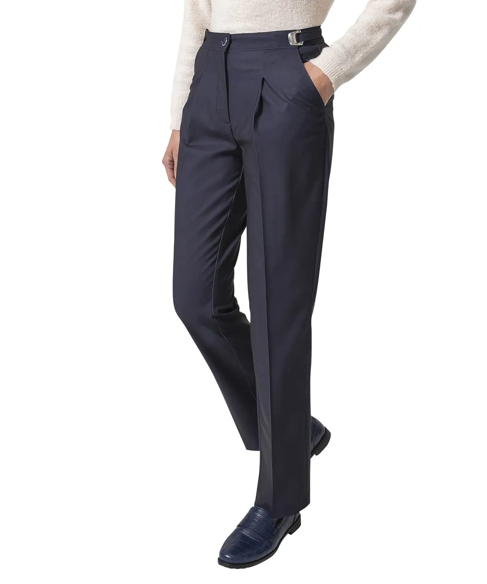Damart Prêt-à-porter pantaloni donna blu navy 40 taglio ampio