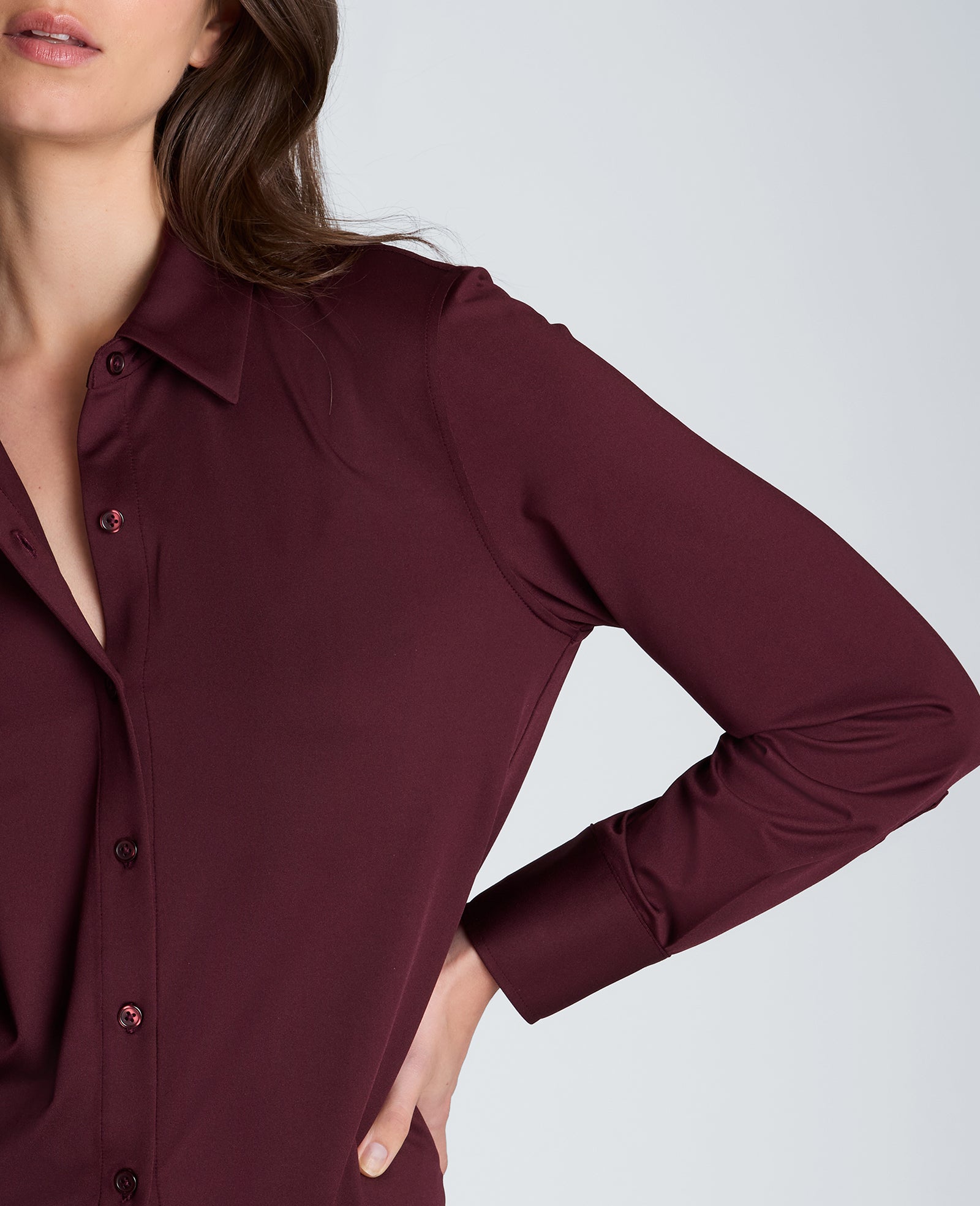 Kenneth Cole Reaction Clothing Front Button Shirt camicia color barbabietola lunga manica