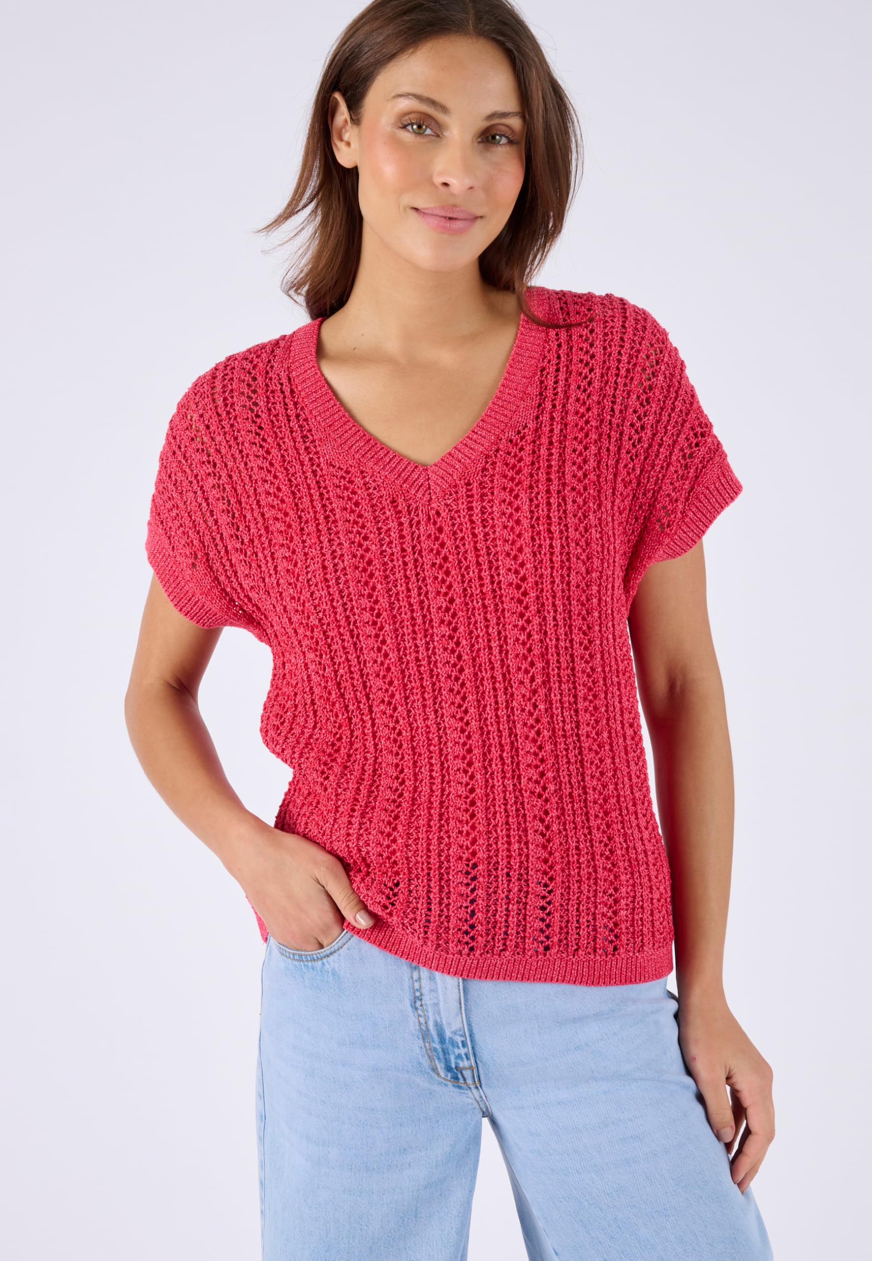 Damart Prêt-à-porter Maglione a coste fantasia donna scollo a V