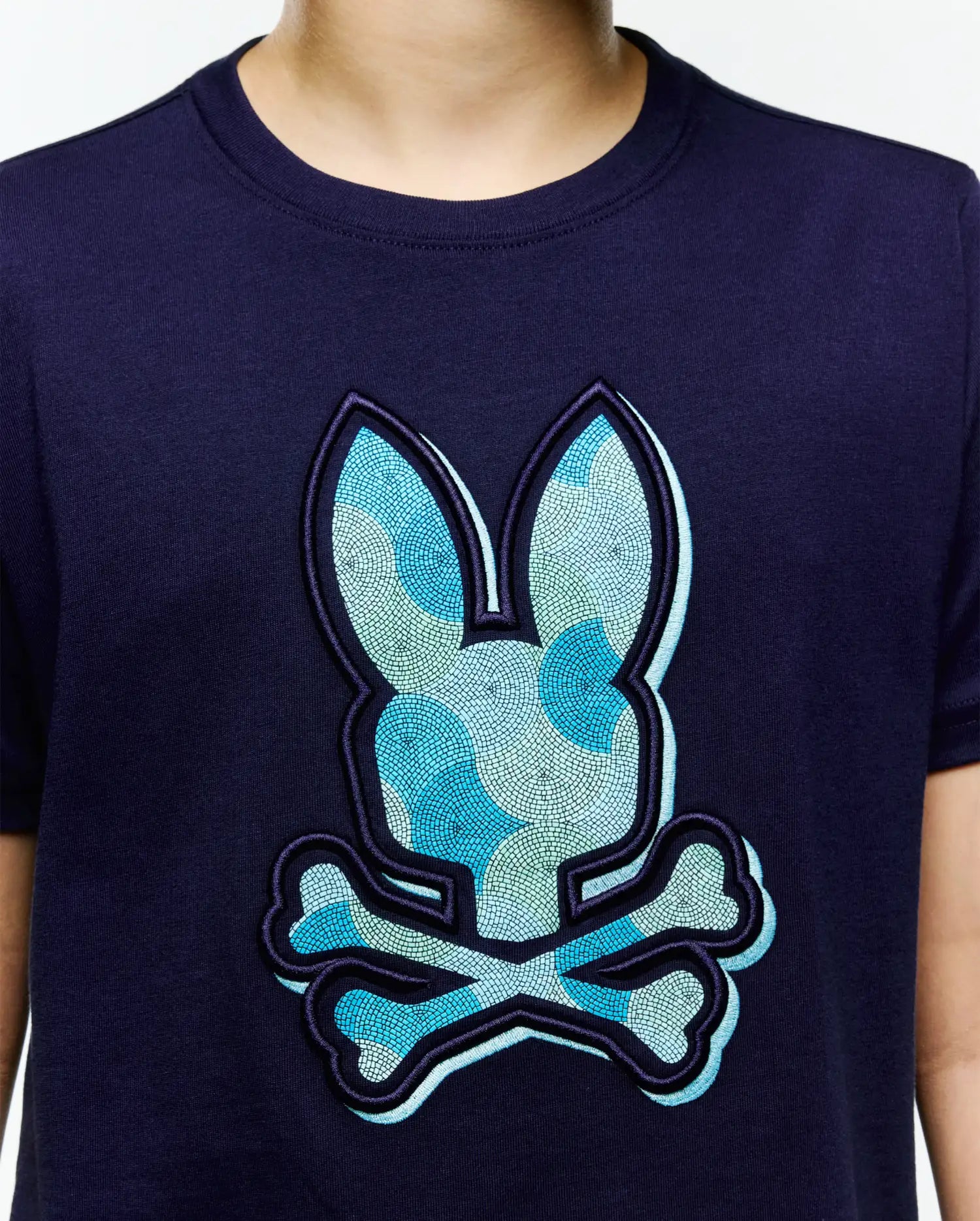 Psycho Bunny Kids Tees Ethan Graphic Tee KT0200189 maglietta blu con logo ricamato