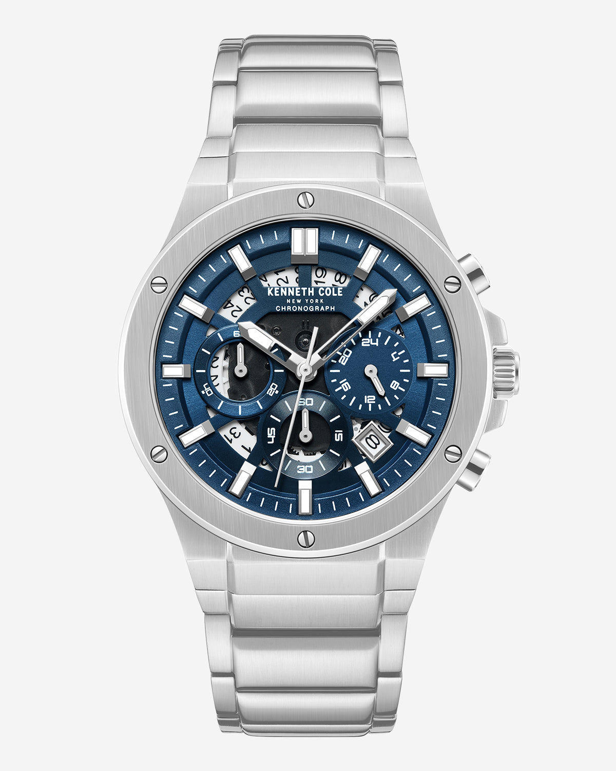 Kenneth Cole Reaction Watches Classic Bracelet Watch With Date Disc orologio Silver