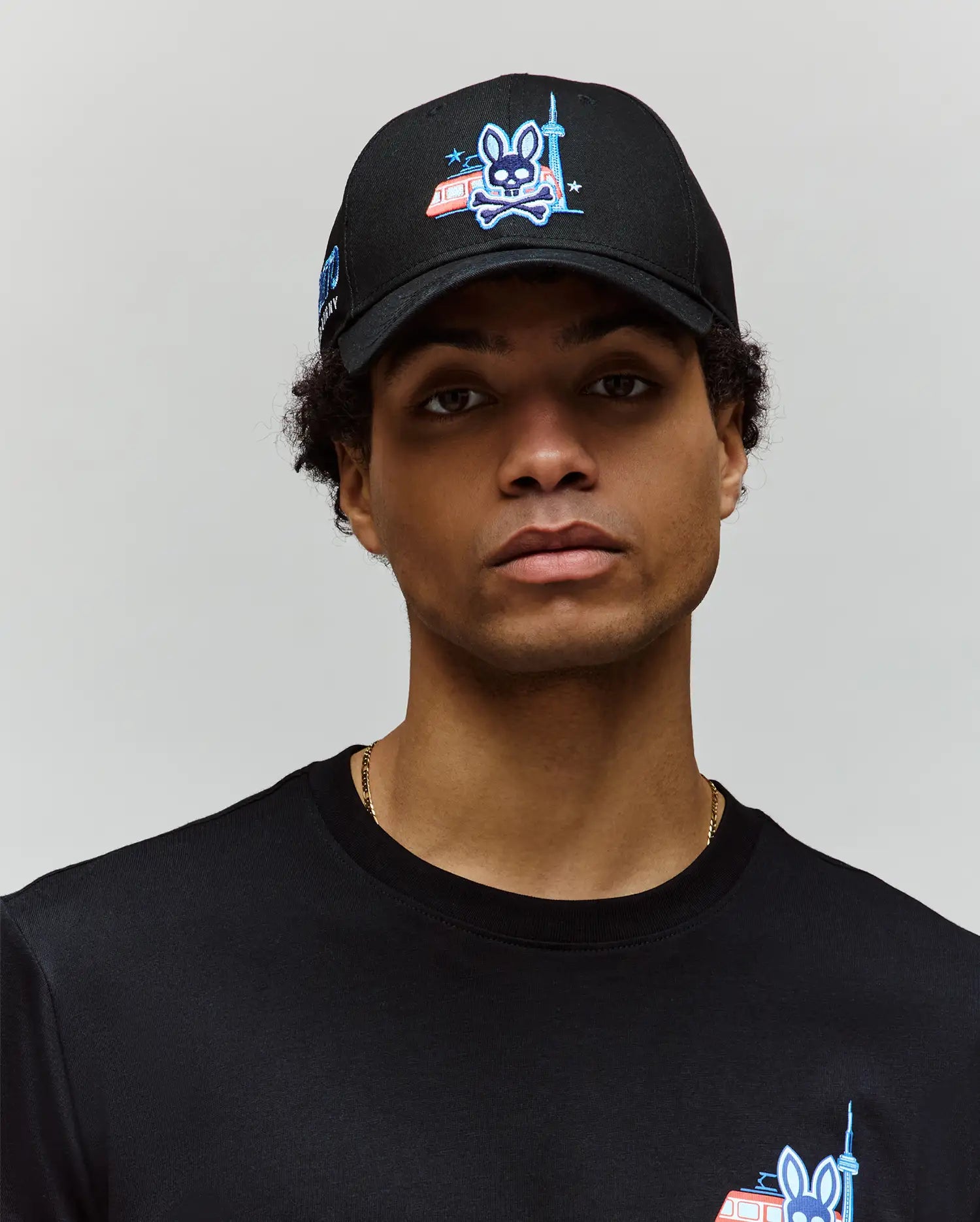 Psycho Bunny Accessories Toronto Baseball Cap cappellino nero in cotone