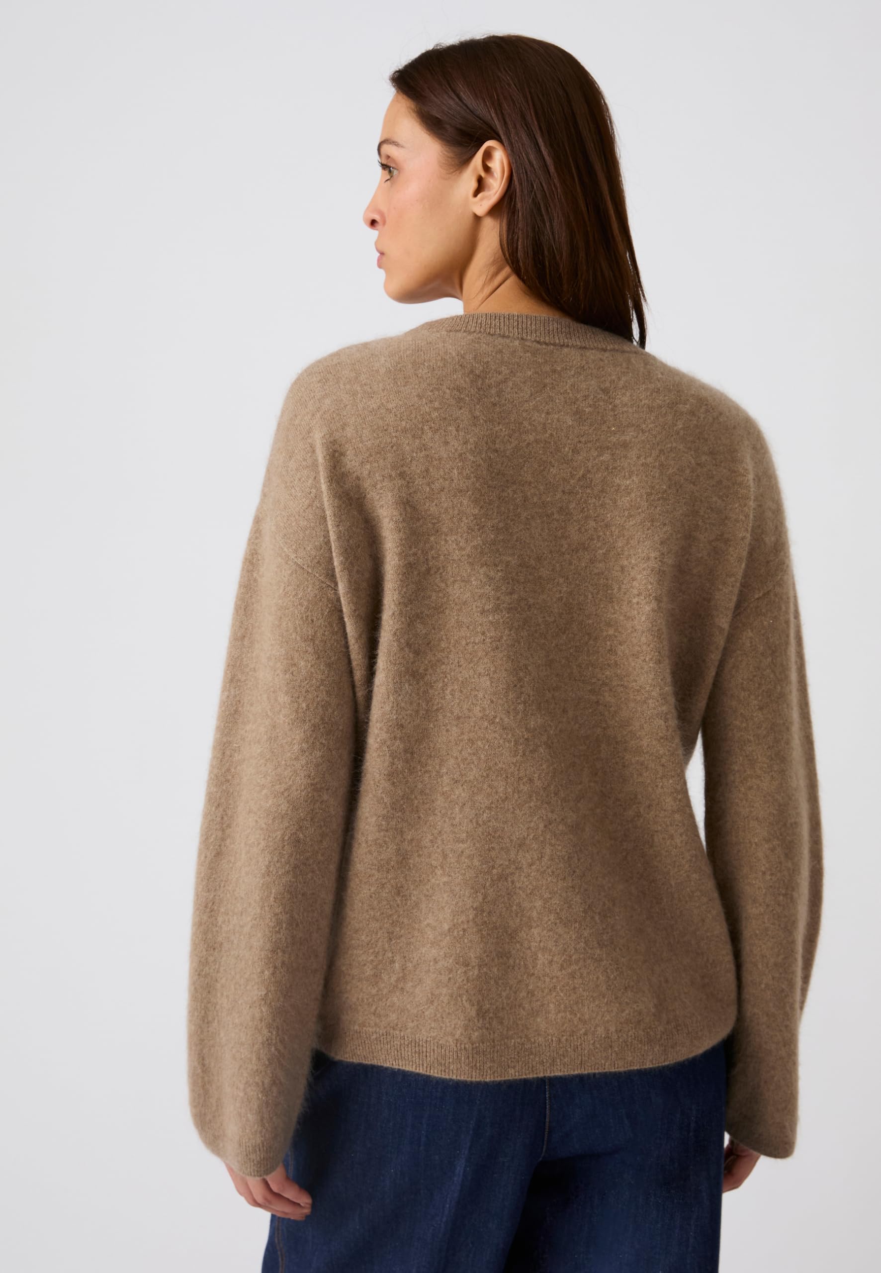 Damart Prêt-à-porter maglione donna lana spazzolata marrone cioccolato 50-52