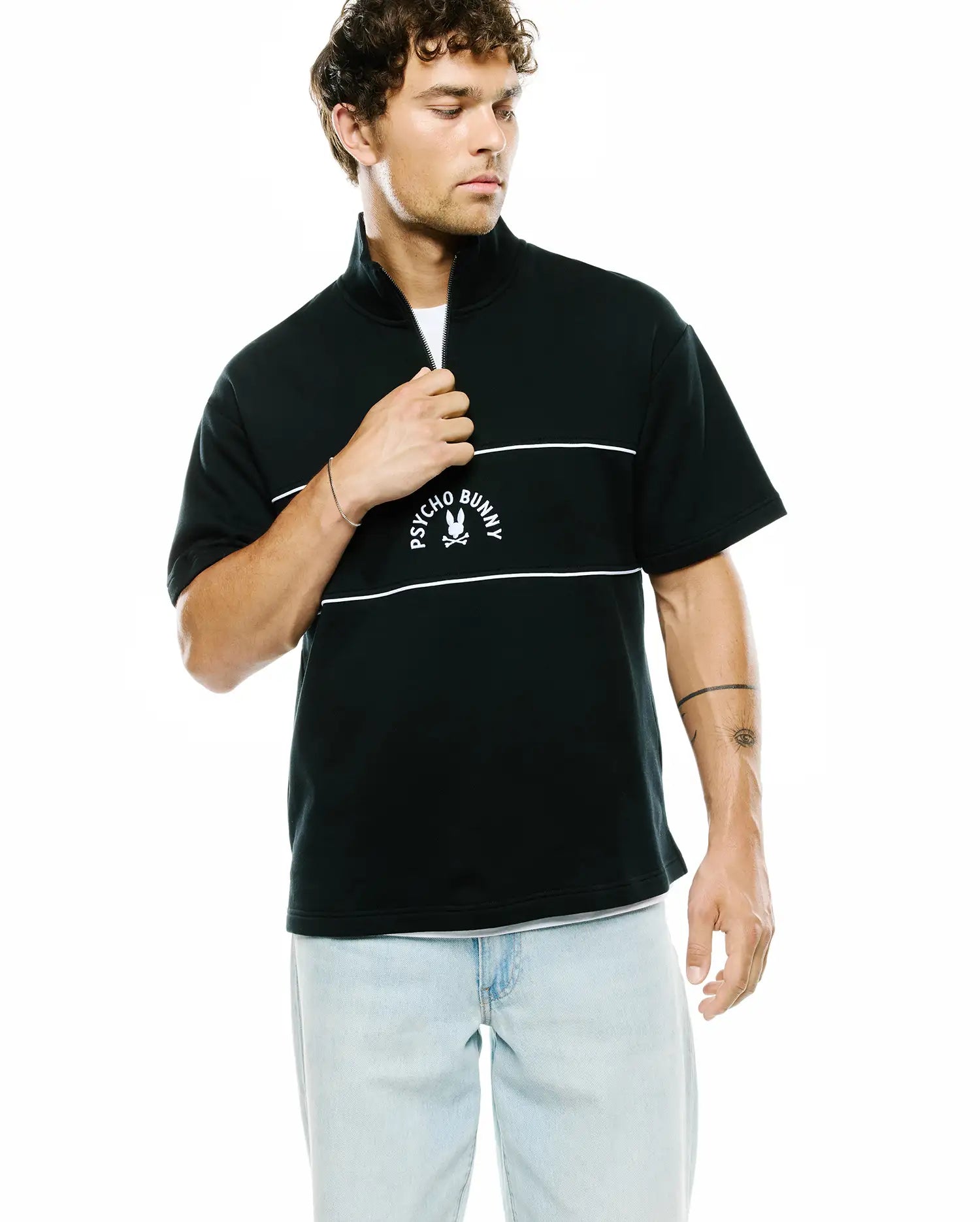 Psycho Bunny Men's Sweatshirts & Hoodies MENS STEVIE QUARTER-ZIP SWEATSHIRT MT0500261