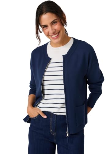 Damart Prêt-à-porter Gilet da donna cardigan 38-40 blu marino con zip