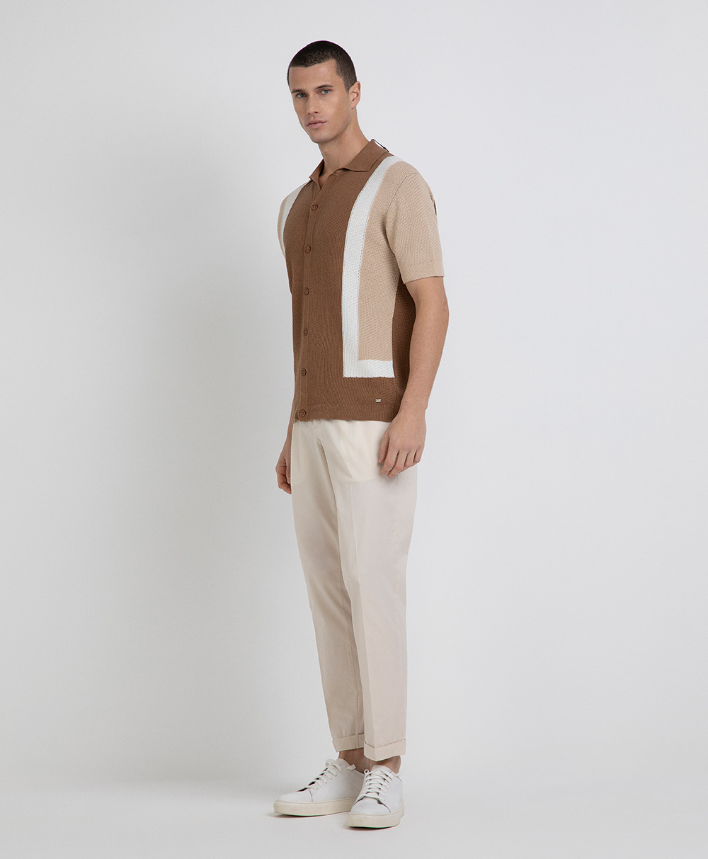 Markup Uomo Maglieria Camicia block color misto lino