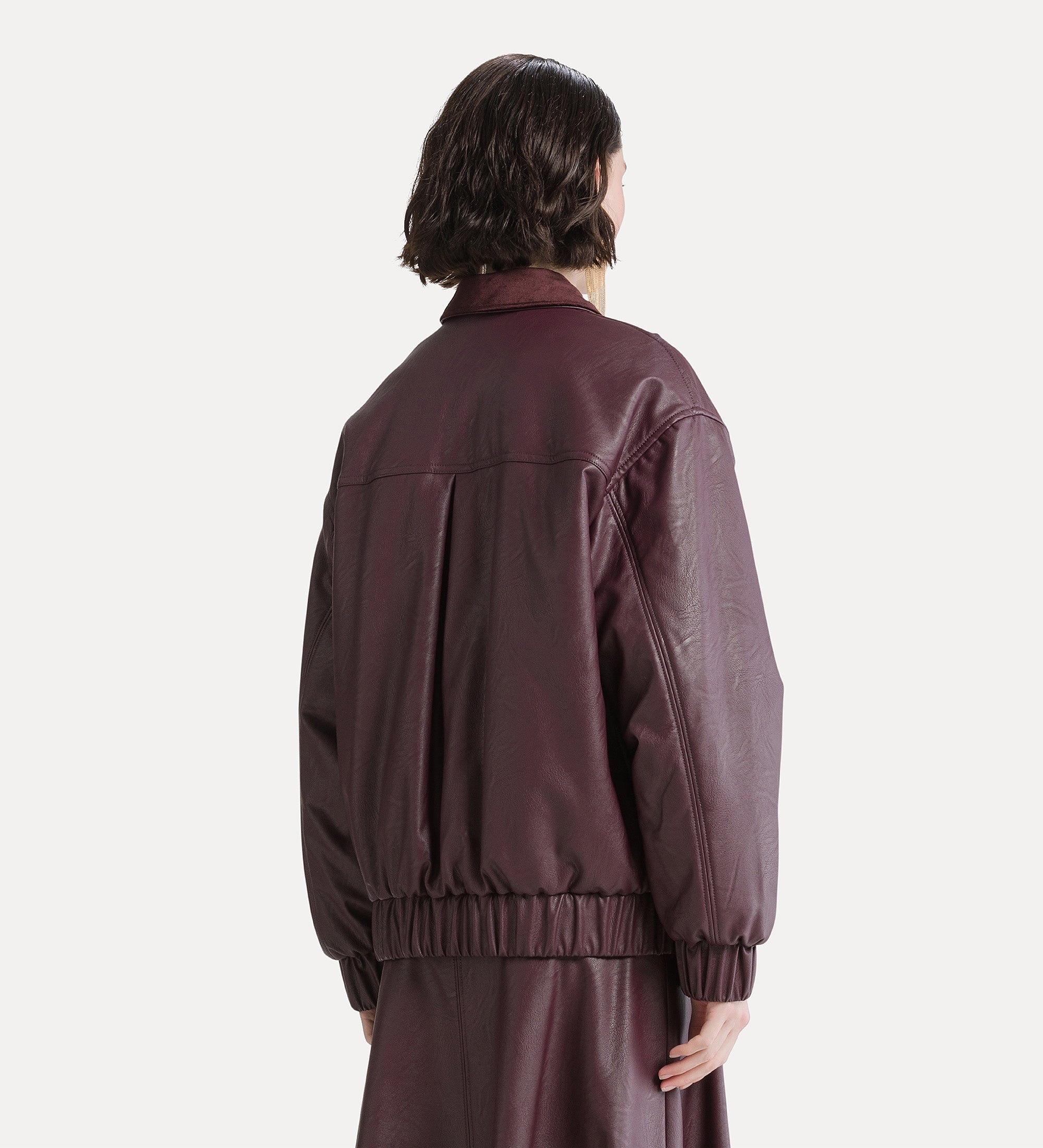 Forte giacche leather-look oversized bomber jacket bomber bordeaux