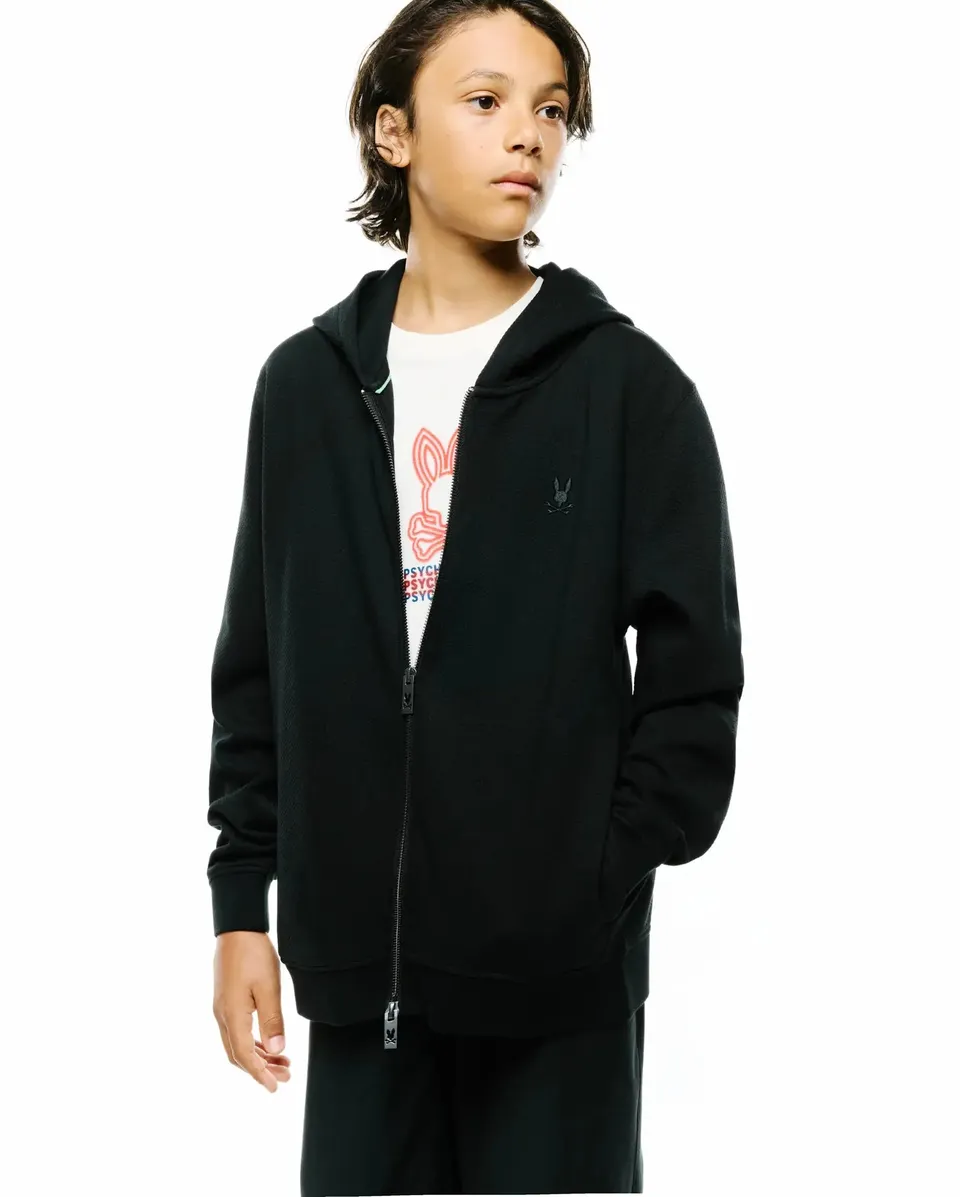 Psycho Bunny Kids Sweatshirts & Hoodies KIDS MARC FULL-ZIP HOODIE KT0500082 felpa nera