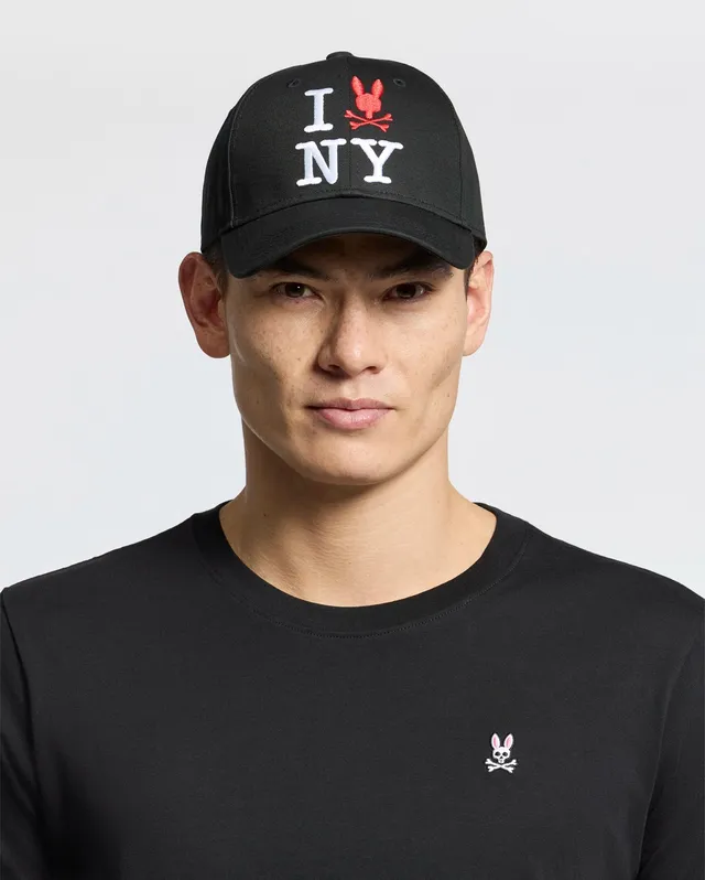 Psycho Bunny Accessories New York Baseball Cap cappellino nero cotone