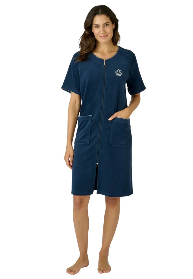 Damart Prêt-à-porter Damart - Vestito rilassante spugna Donna abito blu con zip
