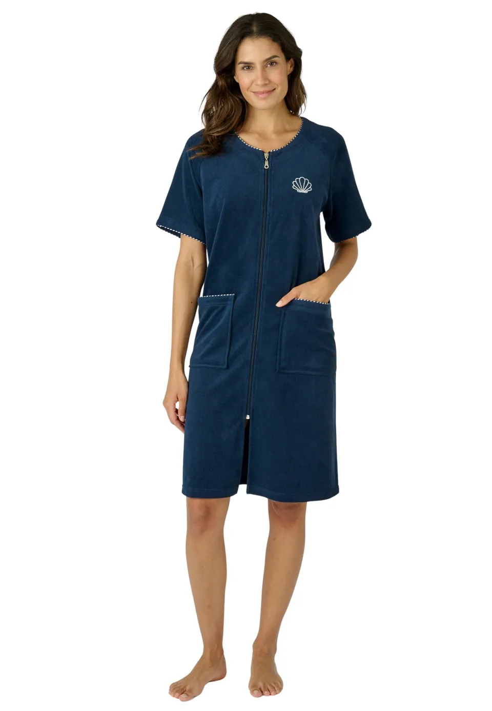 Damart Prêt-à-porter Damart - Vestito rilassante spugna Donna abito blu con zip