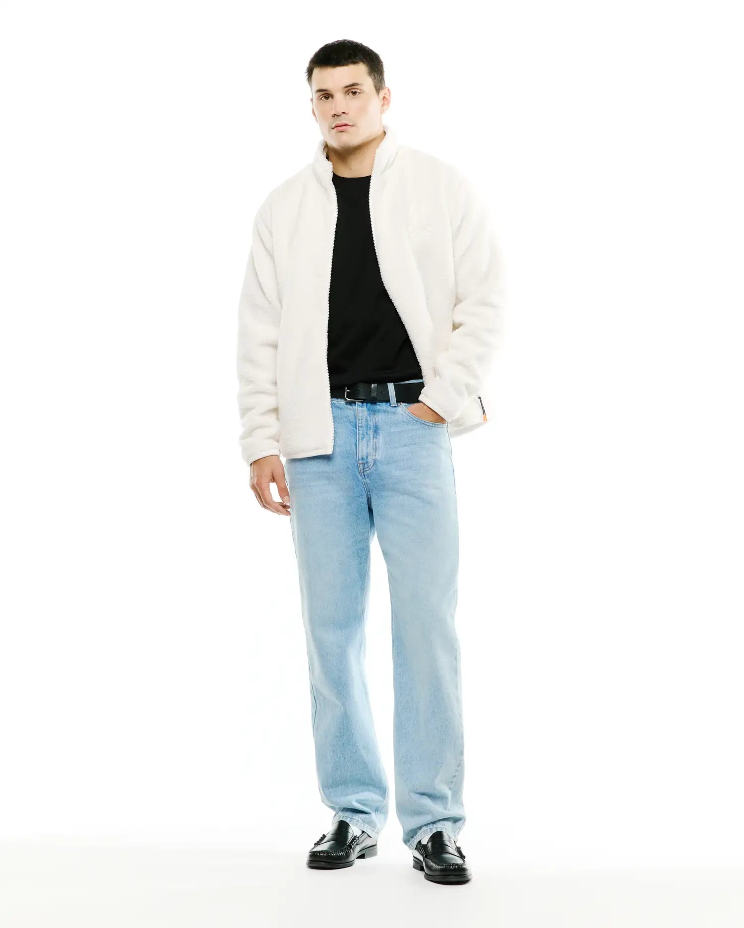 Psycho Bunny Jackets Men's Rowley Sherpa giacca ecru in pile
