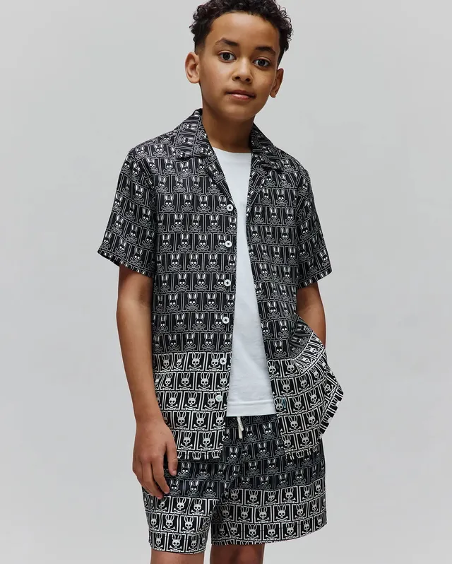 Psycho Bunny Kids Tees Keon Tencel Shirt camicia nera in Tencel