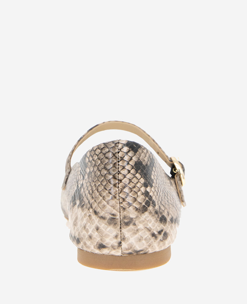 Kenneth Cole Reaction Shoes Jasper Snakeskin Leather Ballet Flat ballerine taupe snake