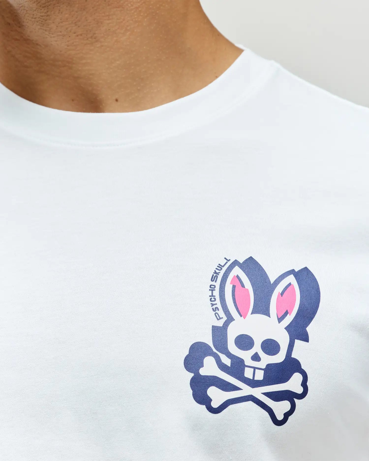 Psycho Bunny Men's Tees Mens Psycho Skull Graphic Tee maglietta bianca in Pima