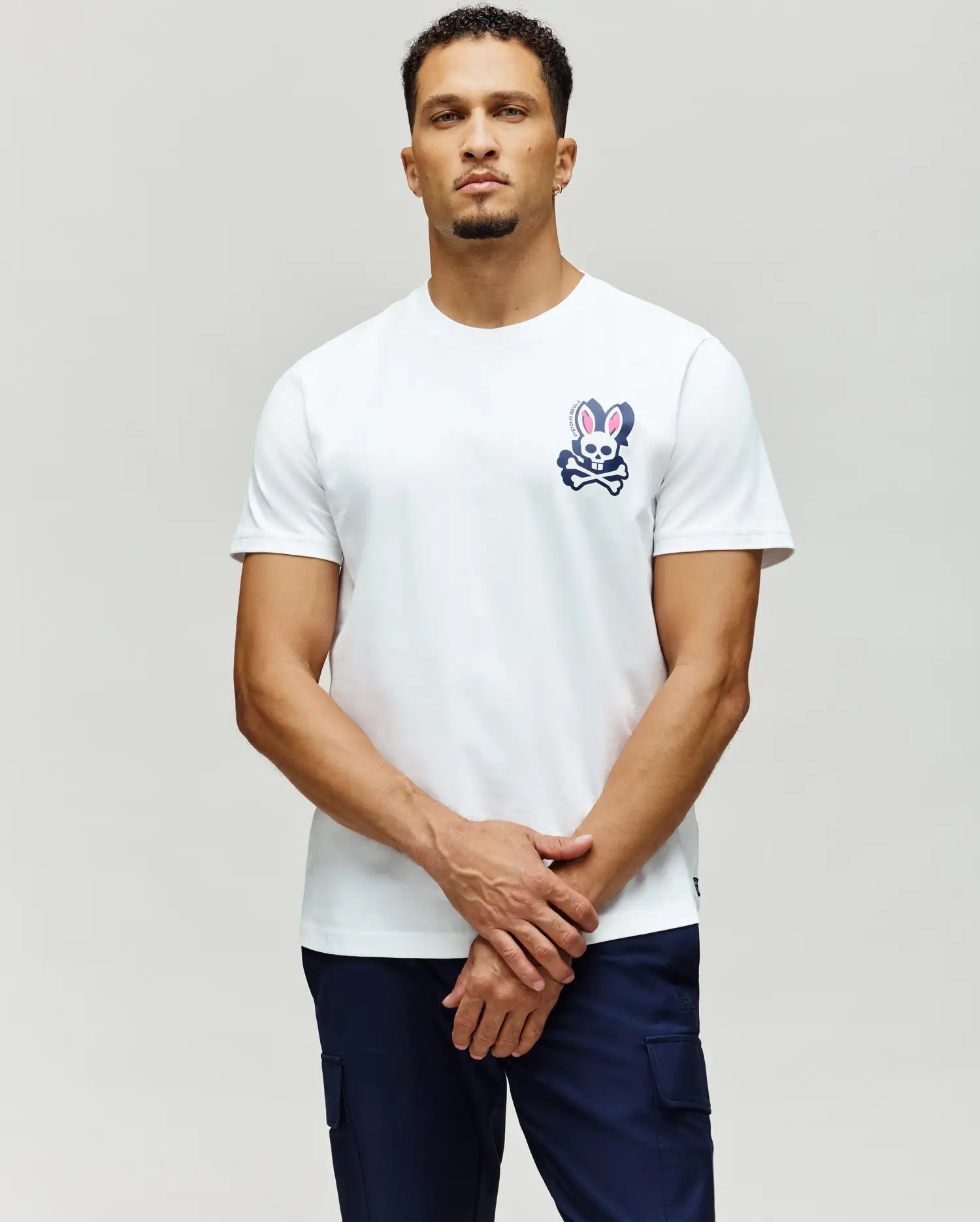 Psycho Bunny Men's Tees Mens Psycho Skull Graphic Tee maglietta bianca in Pima