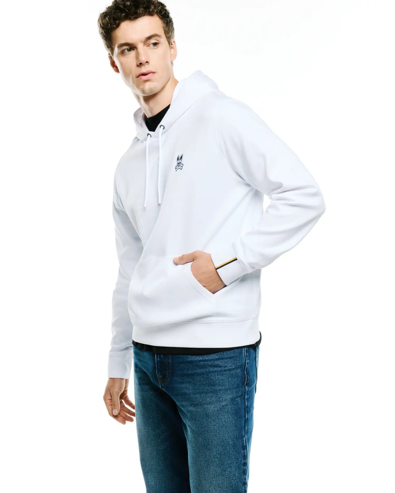 Psycho Bunny Men's Sweatshirts & Hoodies MEN'S LEX FLEECE HOODIE - MT0500316 felpa con cappuccio White cotone modal