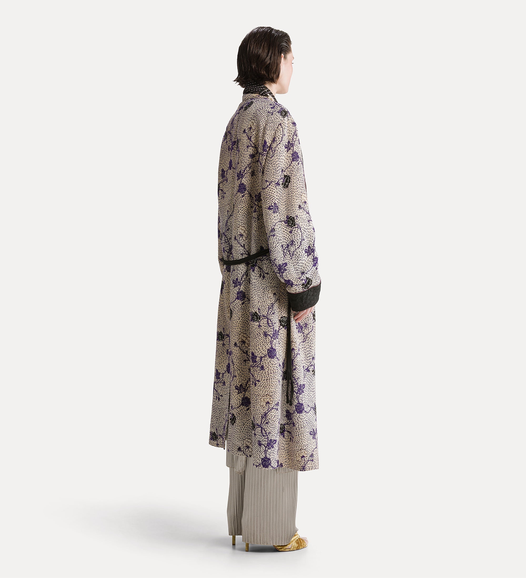 Forte capispalla e kimono “cherry blossom” jacquard coat lapislazzuli morbido