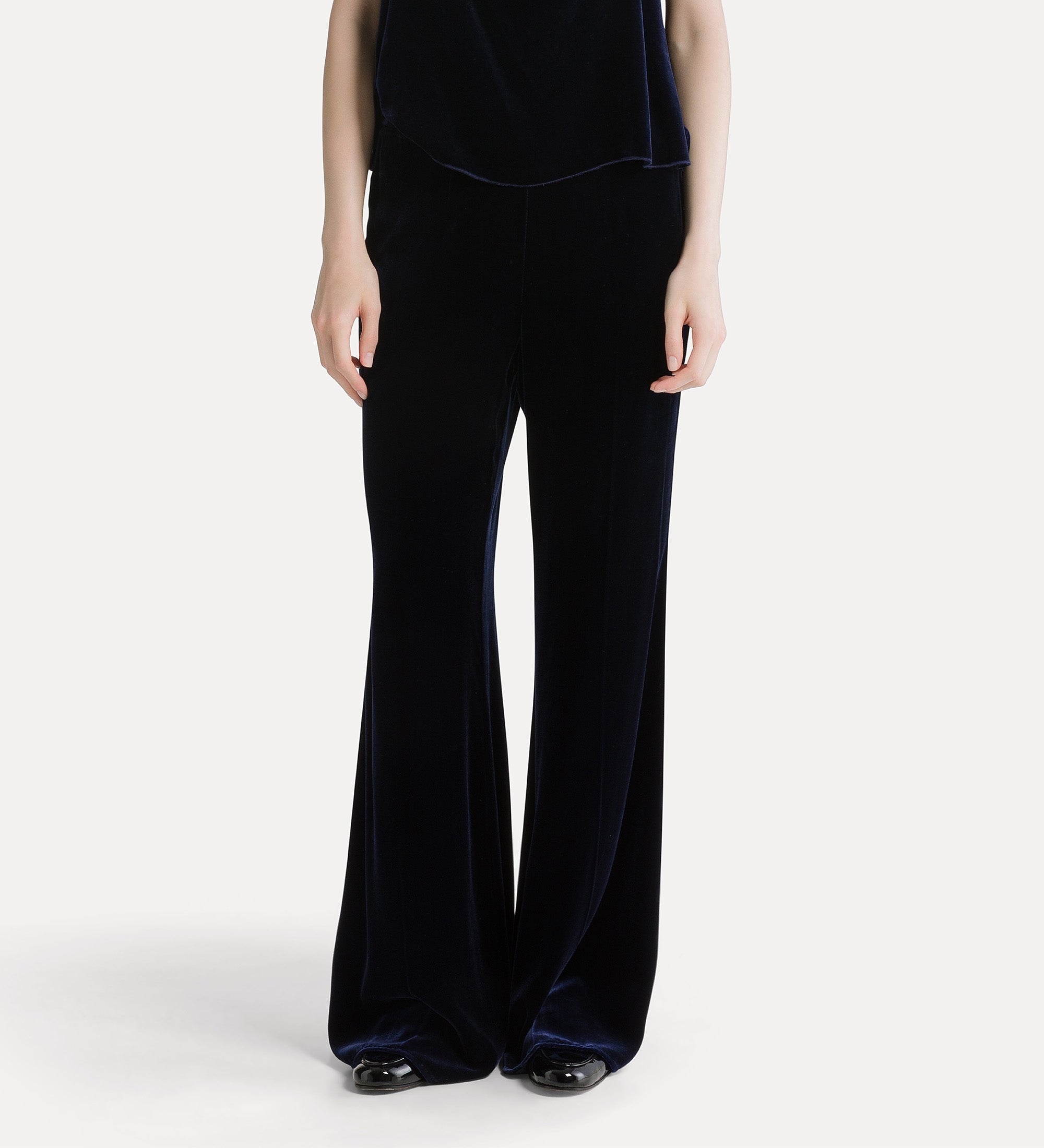 Forte Pantaloni in velluto di viscosa e seta nero