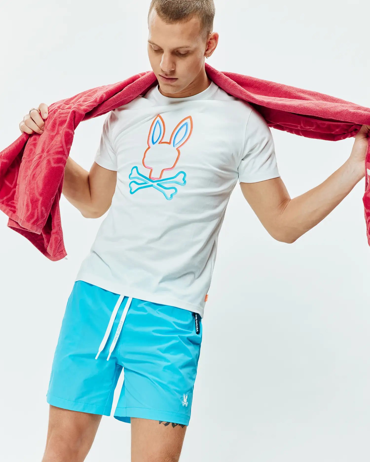 Psycho Bunny Men's Tees Dayton Graphic Tee maglietta bianca