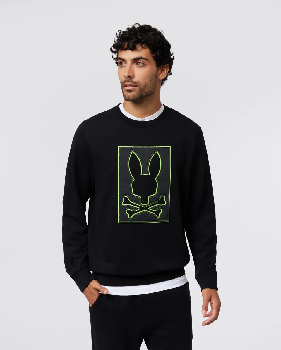 Psycho Bunny Men's Sweatshirts & Hoodies MENS LOS ANGELES FLEECE SWEATSHIRT B6S805Z1FT felpa nera