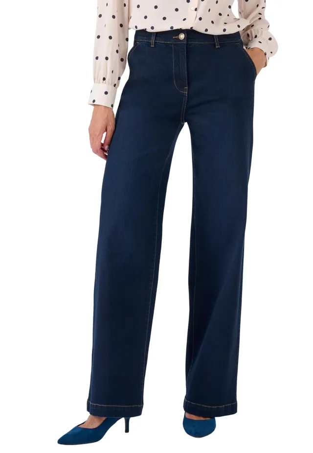 Damart Prêt-à-porter jeans donna gamba larga taglia 56 in cotone