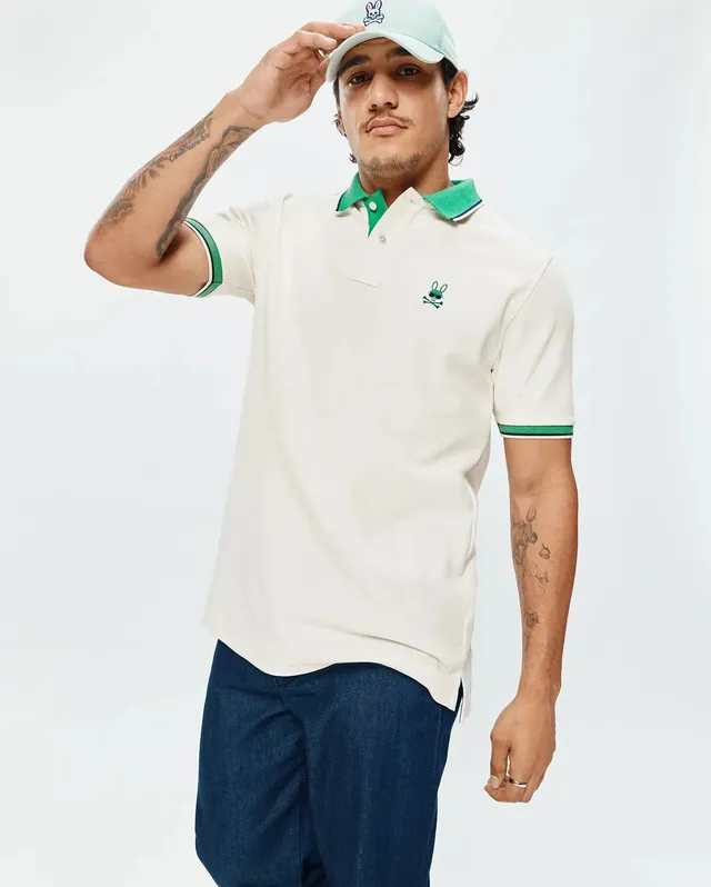 Psycho Bunny Men's Polos MENS SUNNY PIQUE POLO - MT0100194 polo bianca Pima