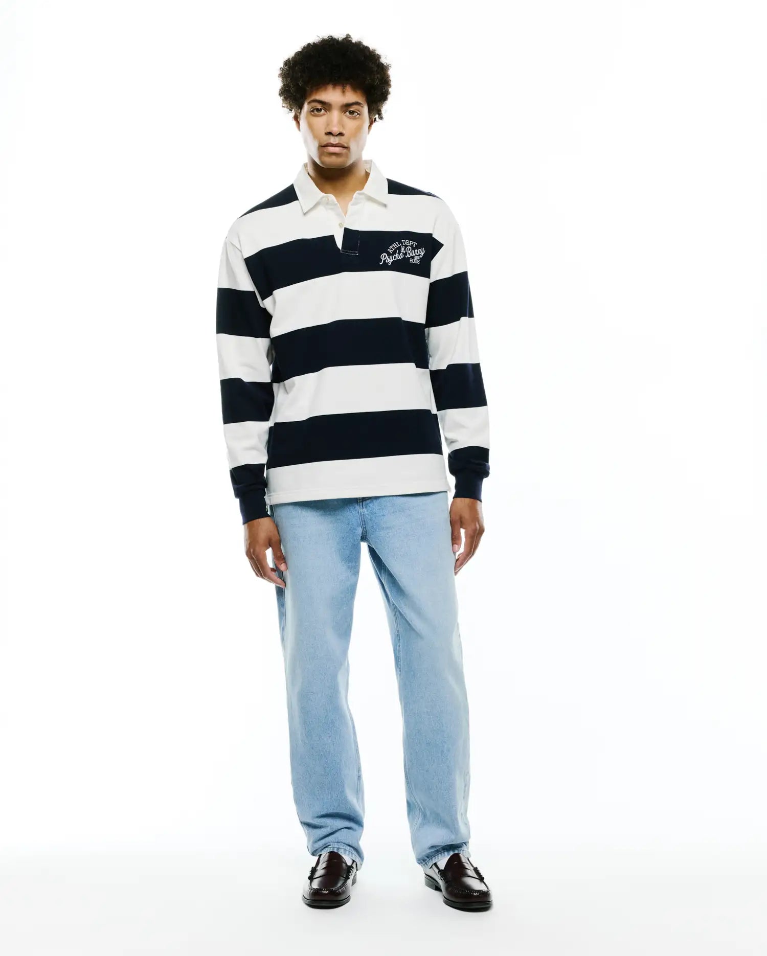 Psycho Bunny Men's Polos Keven Long Sleeve Polo MT0100320 polo blu relaxed