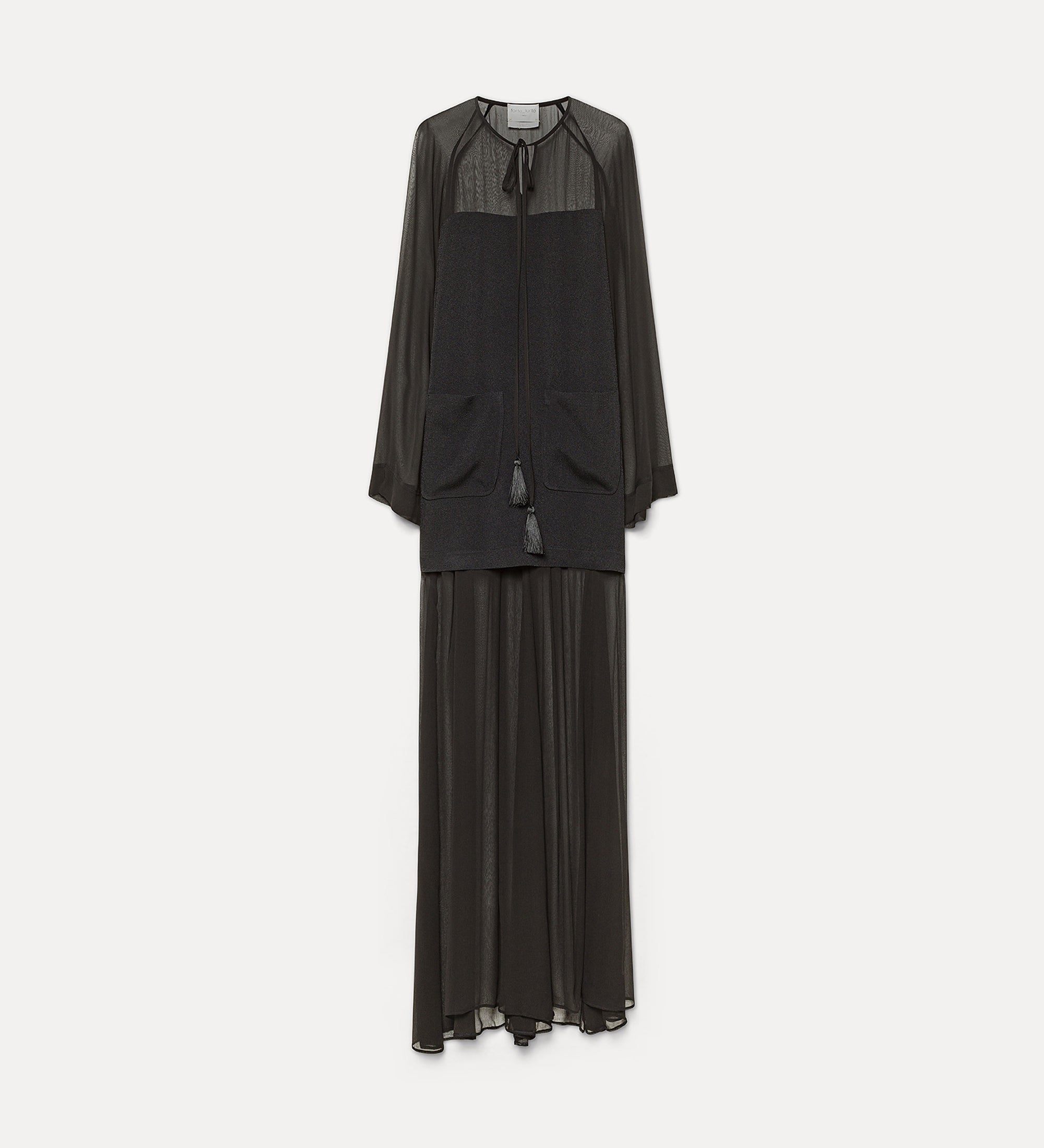 Forte abiti georgette and crepe long dress abito lungo nero fluido