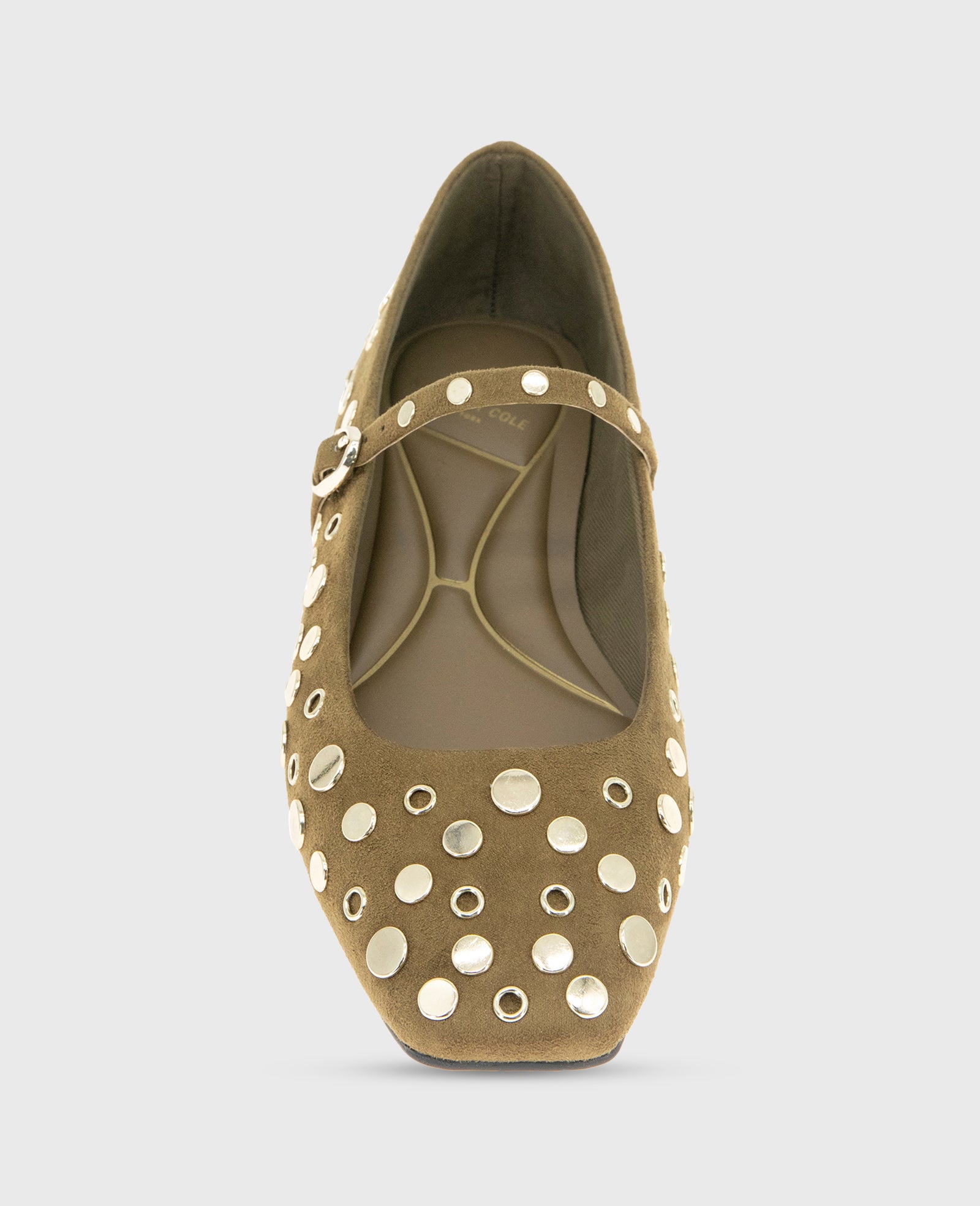 Kenneth Cole Reaction Shoes Jasper Suede Stud Ballet Flat ballerine Loden in microsuede