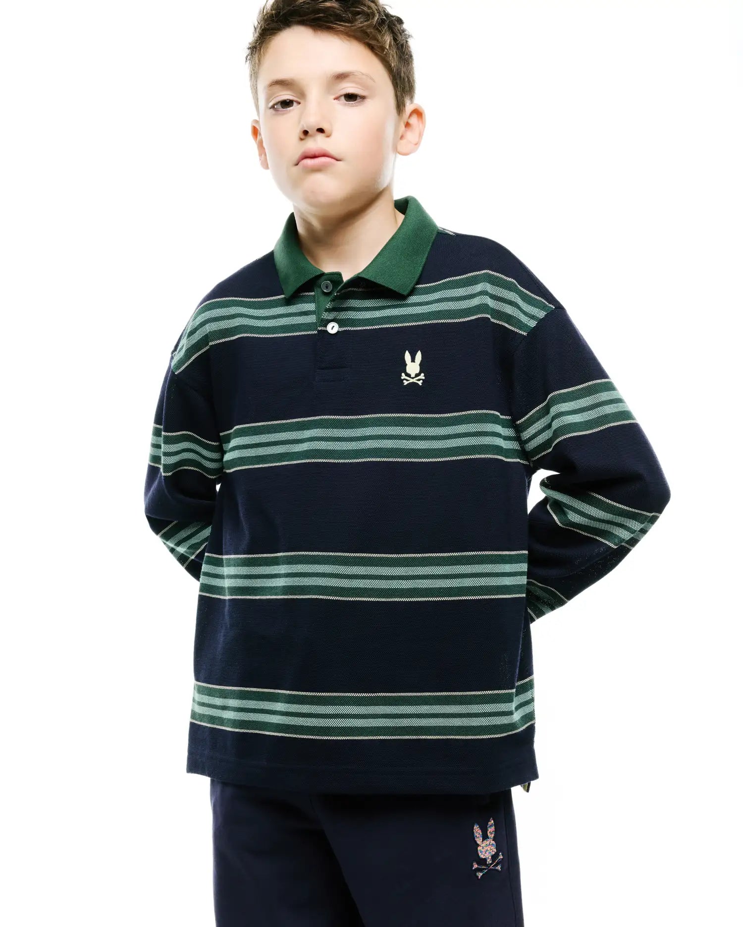 Psycho Bunny Kids Polo Shirts Drew polo manica lunga blu