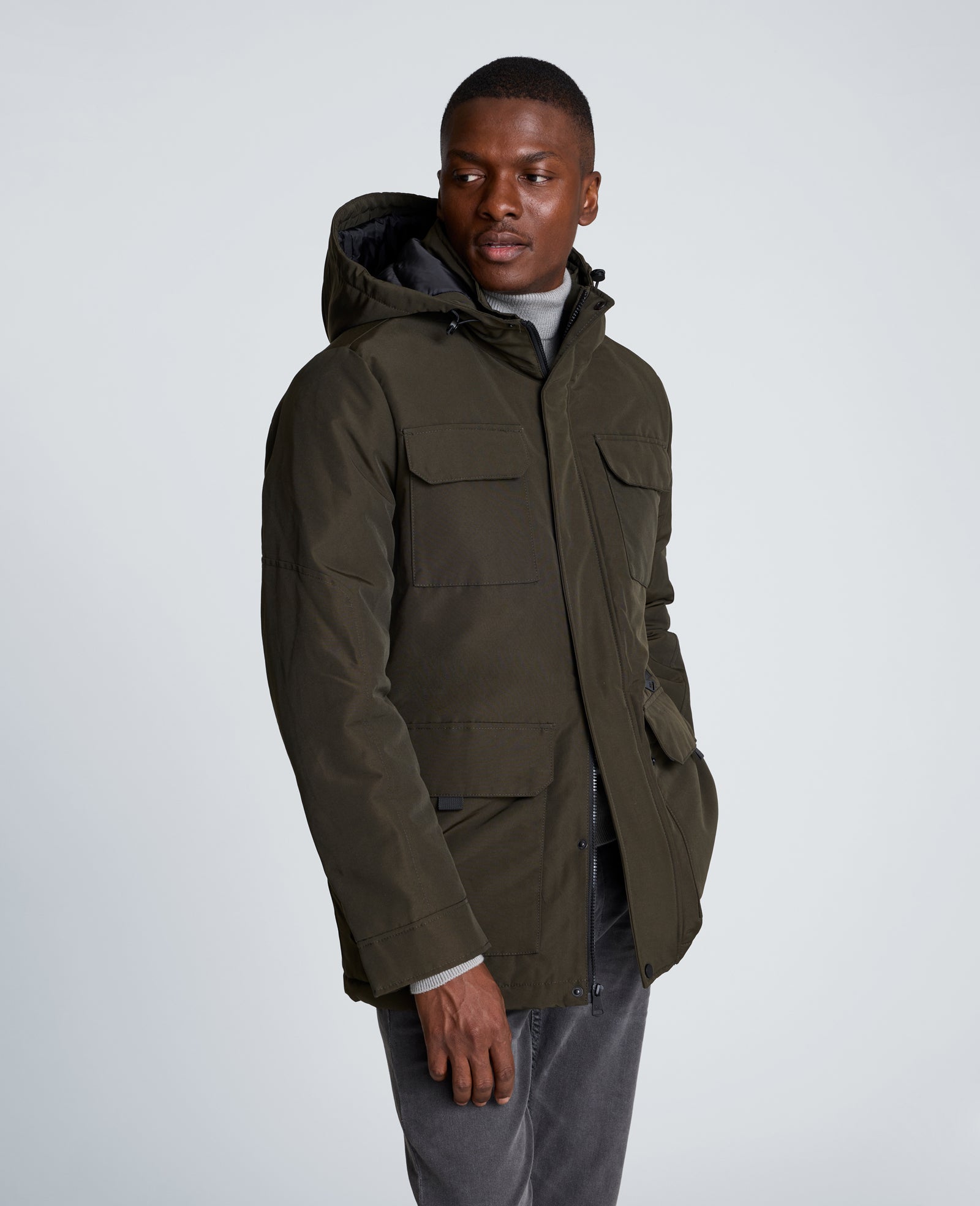Kenneth Cole Reaction Clothing Oxford Patch Pocket Parka parka verde S-XL imbottito