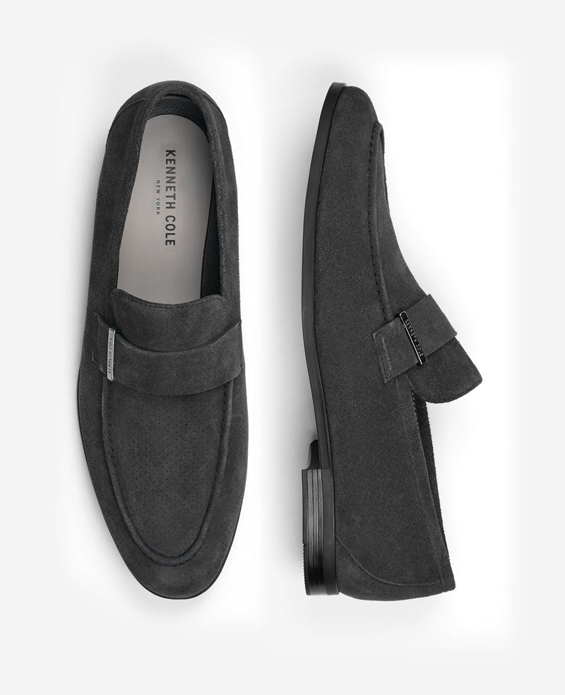 Kenneth Cole Reaction Shoes Sylvan Slip-on Loafer mocassino scamosciato antracite 7M