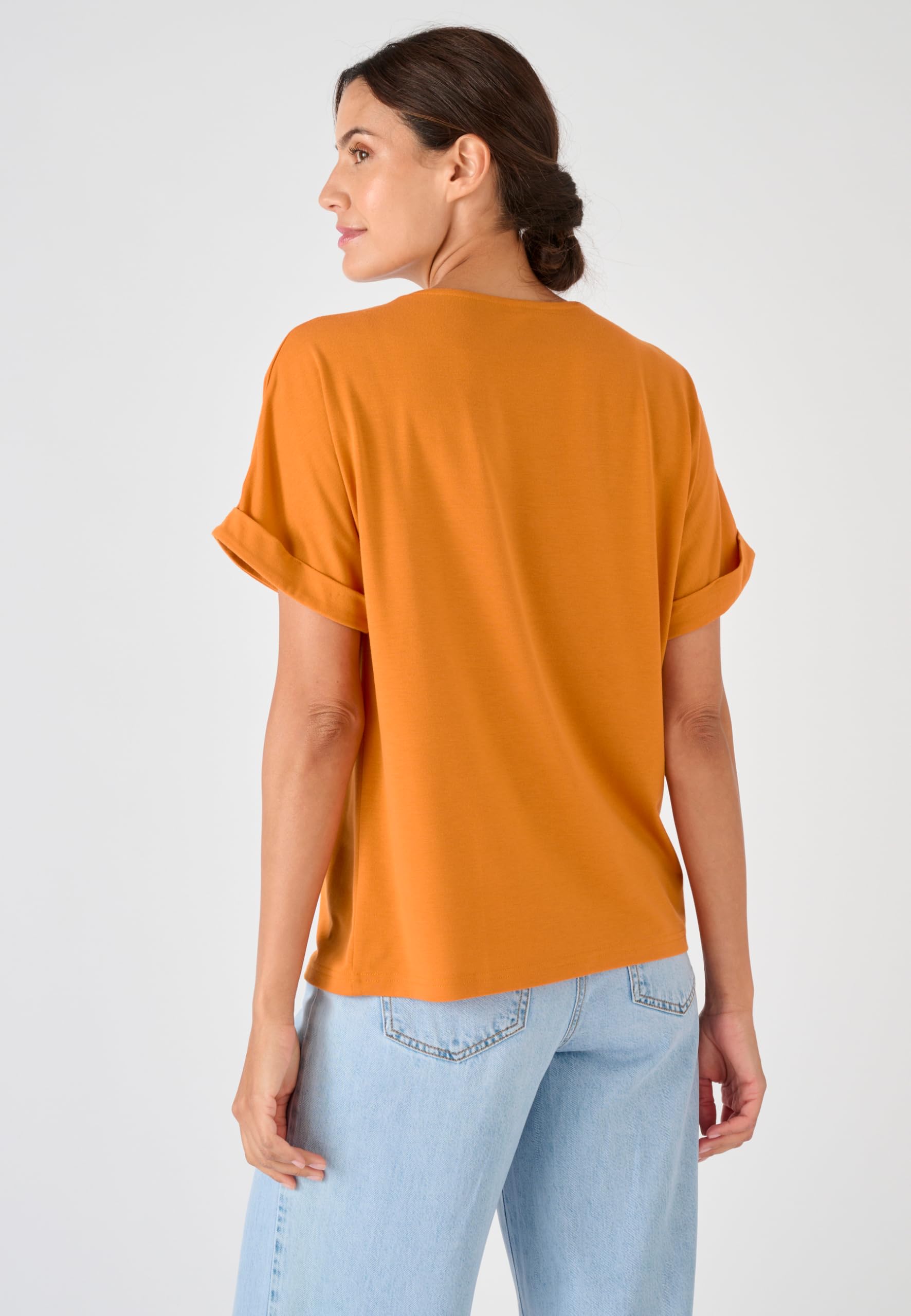 Damart Climatyl top fluido Mesh Jersey donna arancione ocra 50-52 scollo V