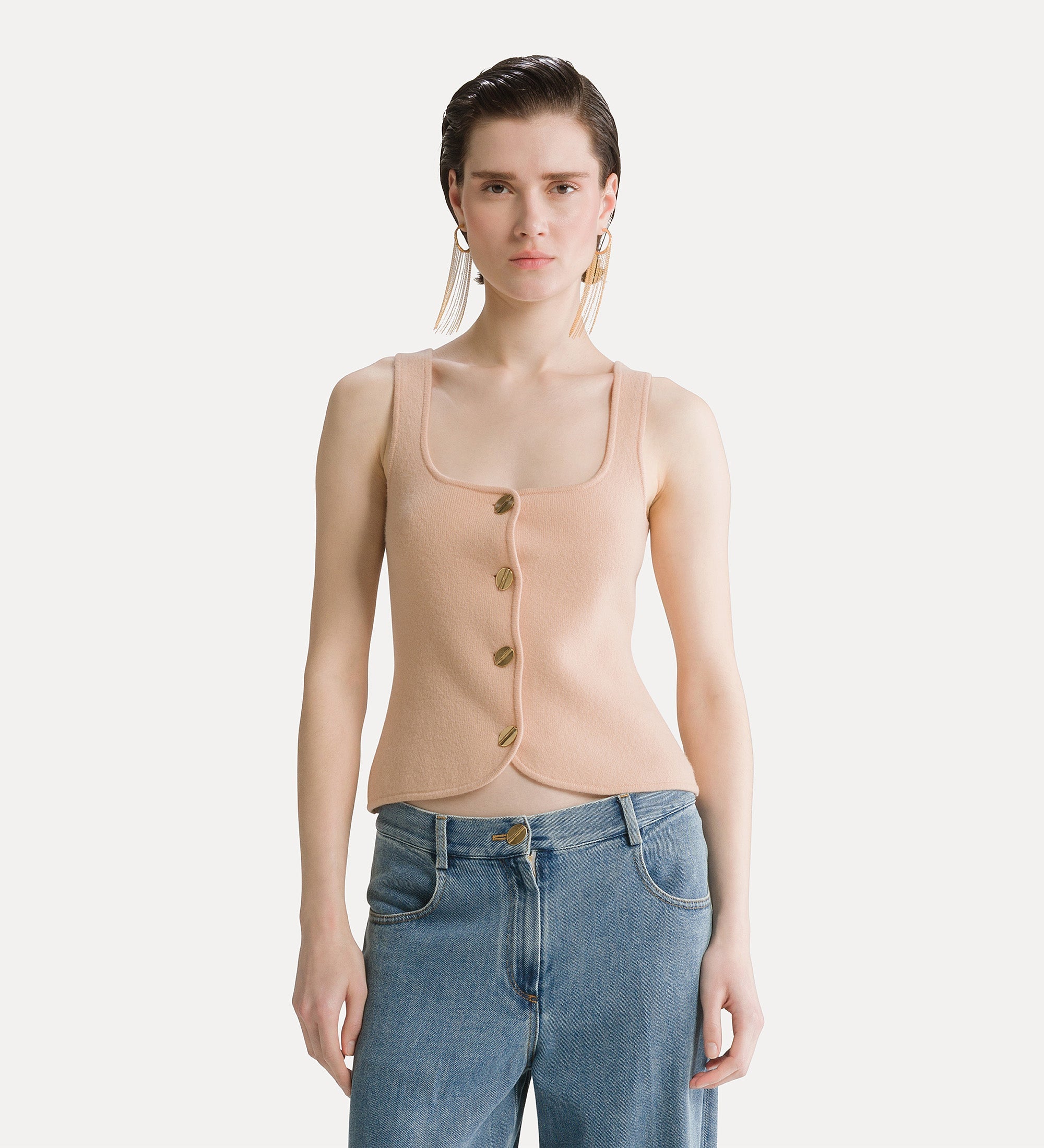 Forte maglieria gilet bustier in lana e cashmere