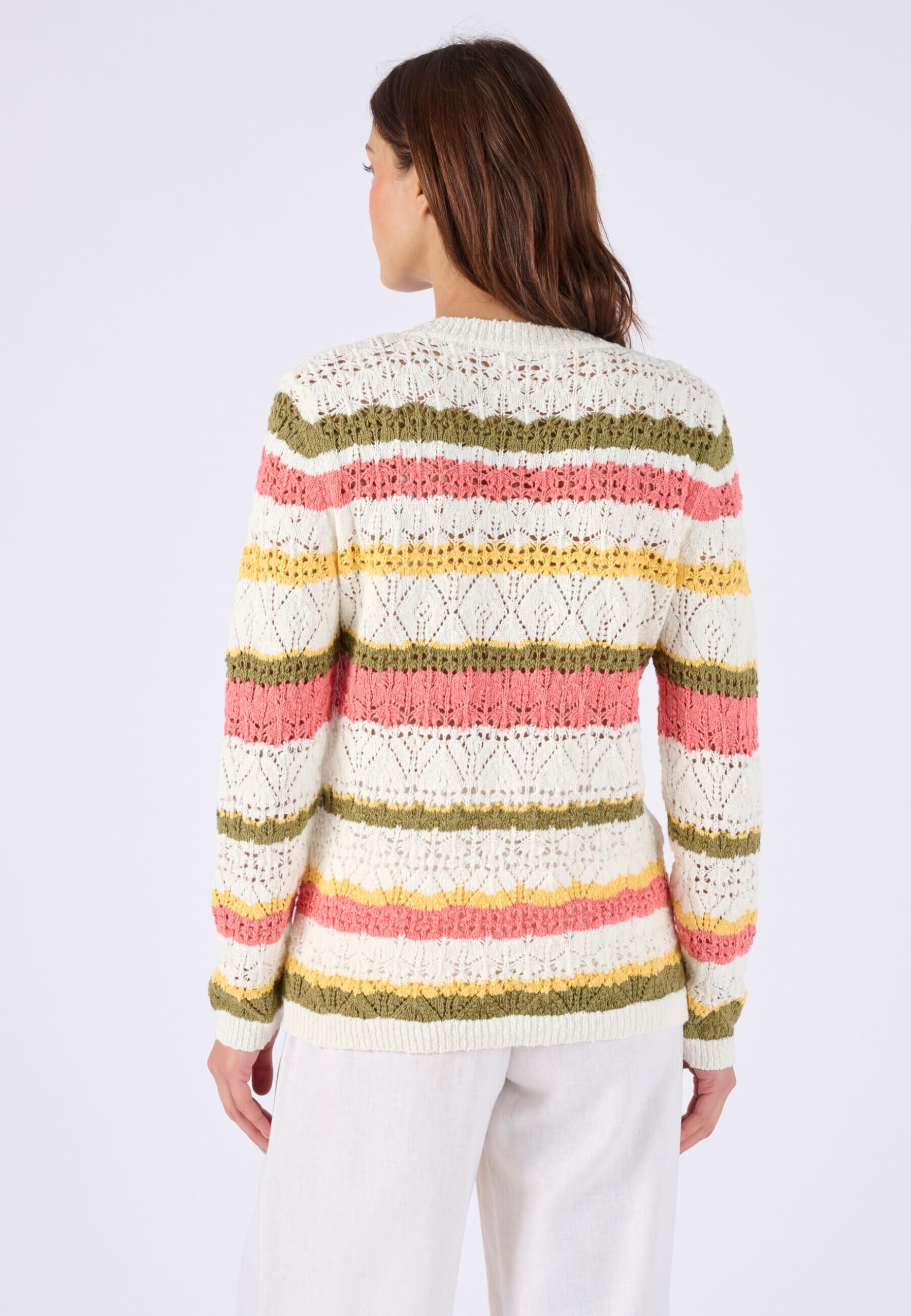 Damart Prêt-à-porter maglia traforata a righe donna 50-52 in cotone