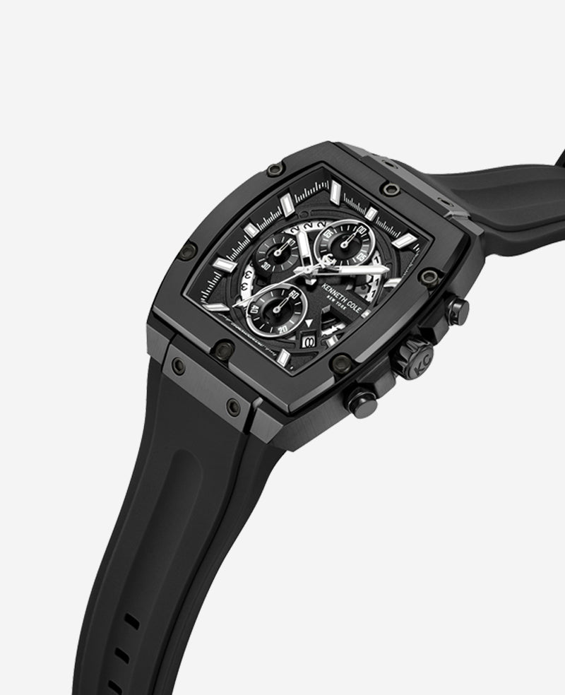 Kenneth Cole Reaction Watches Chronograph Sport Silicone Watch orologio nero silicone