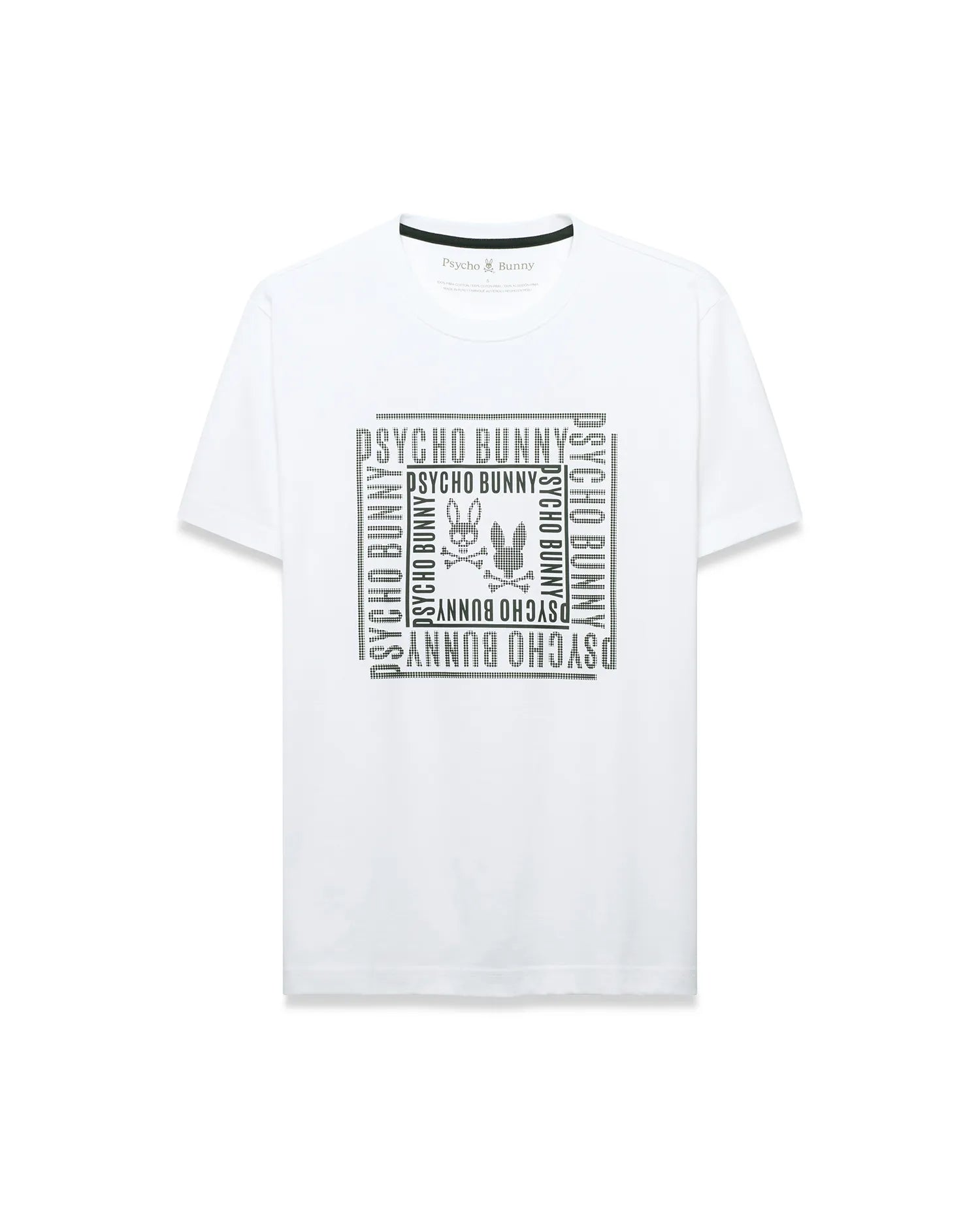 Psycho Bunny Men's Tees Raj Wordmark Graphic Tee MT0200447 maglietta bianca