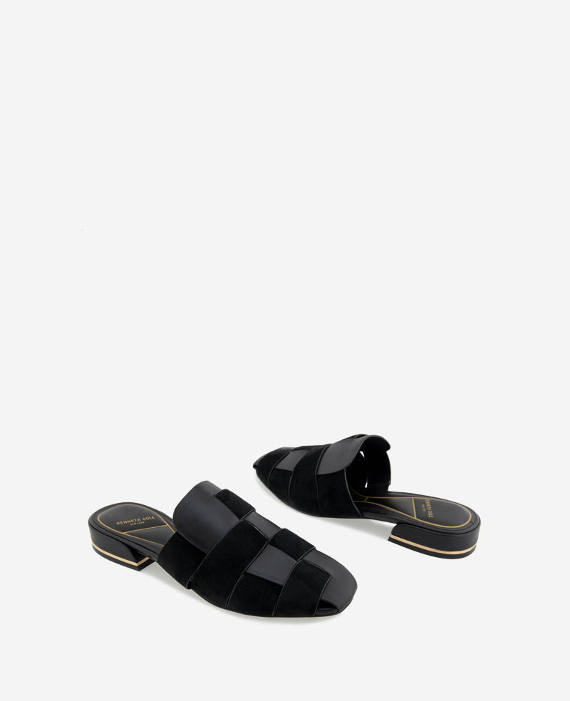 Kenneth Cole Reaction Shoes Faina Leather sandali neri in pelle