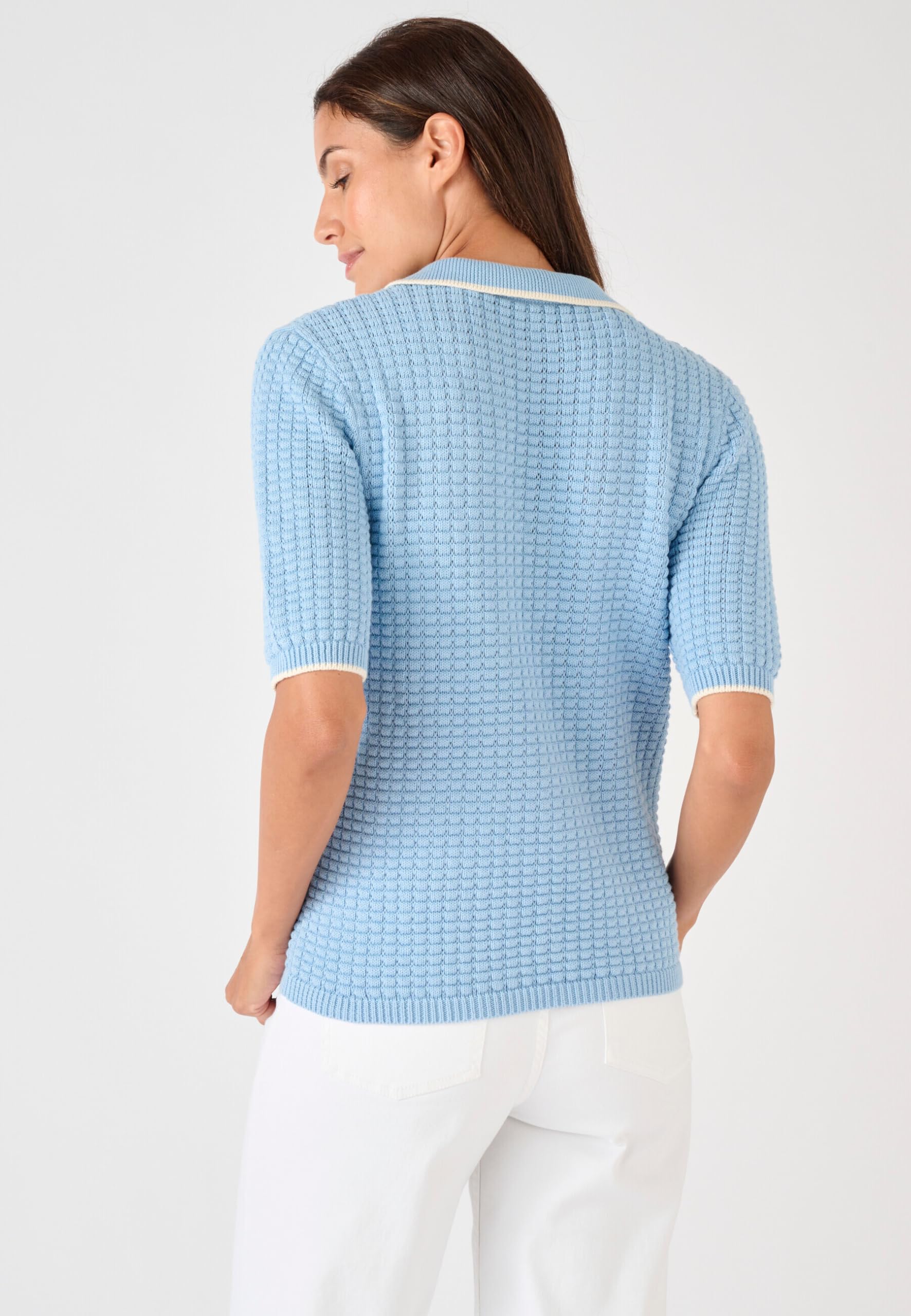 Damart Prêt-à-porter Maglione Collo a Polo Maglia goffrata maglione in cotone