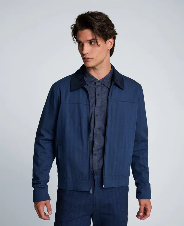 Kenneth Cole Reaction Clothing Zip Front Trucker giacca blu navy