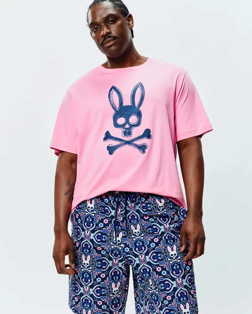 Psycho Bunny Big & Tall Adler maglietta grafica rosa in cotone Pima